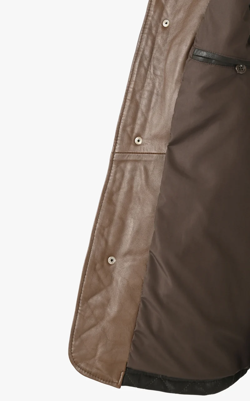 Veste cuir matelassée marron