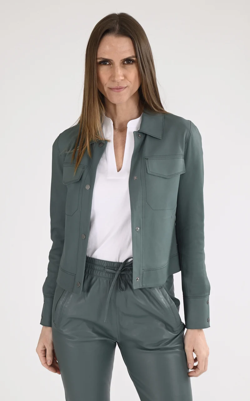 Veste cuir Ruby vert