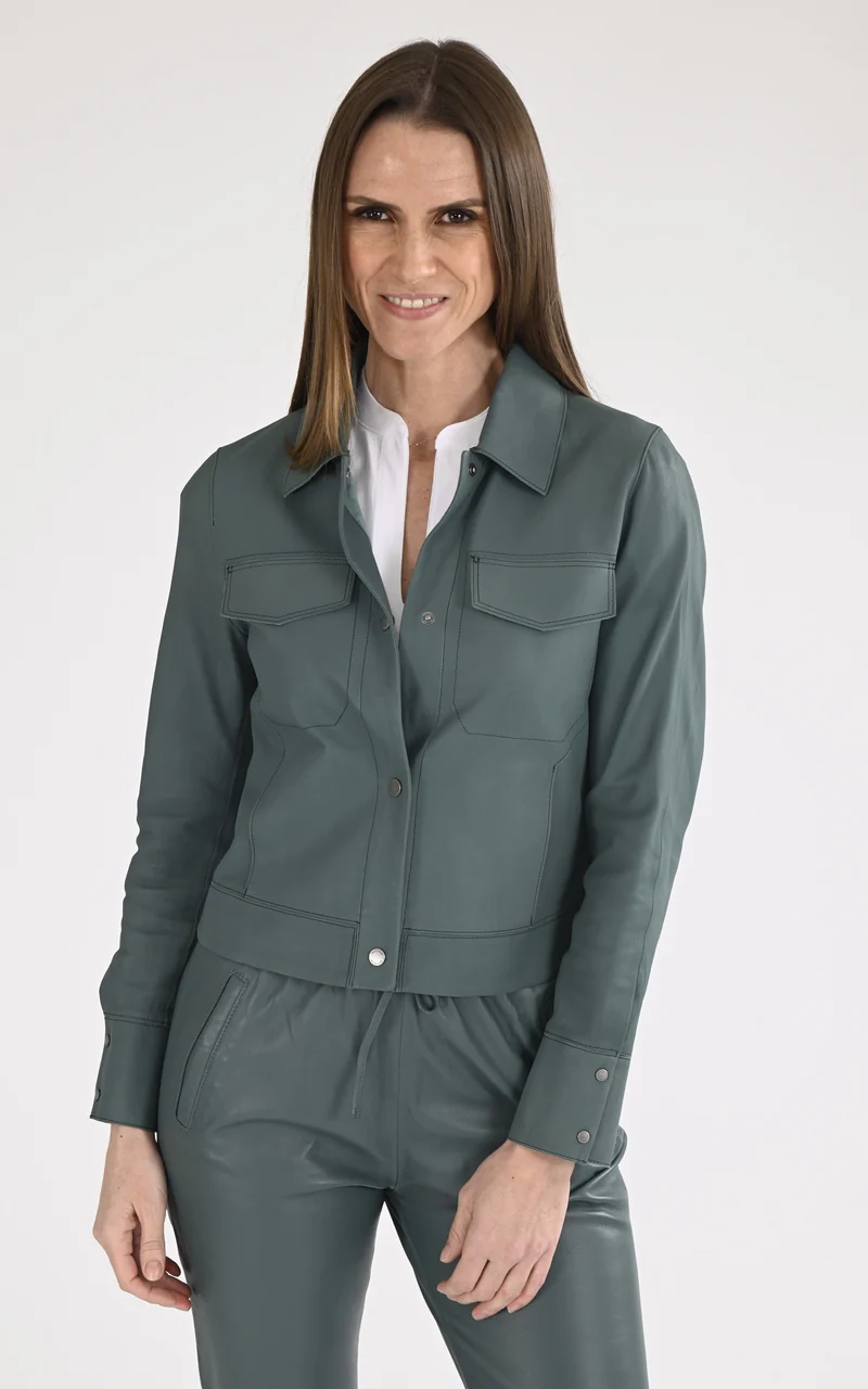 Veste cuir Ruby vert