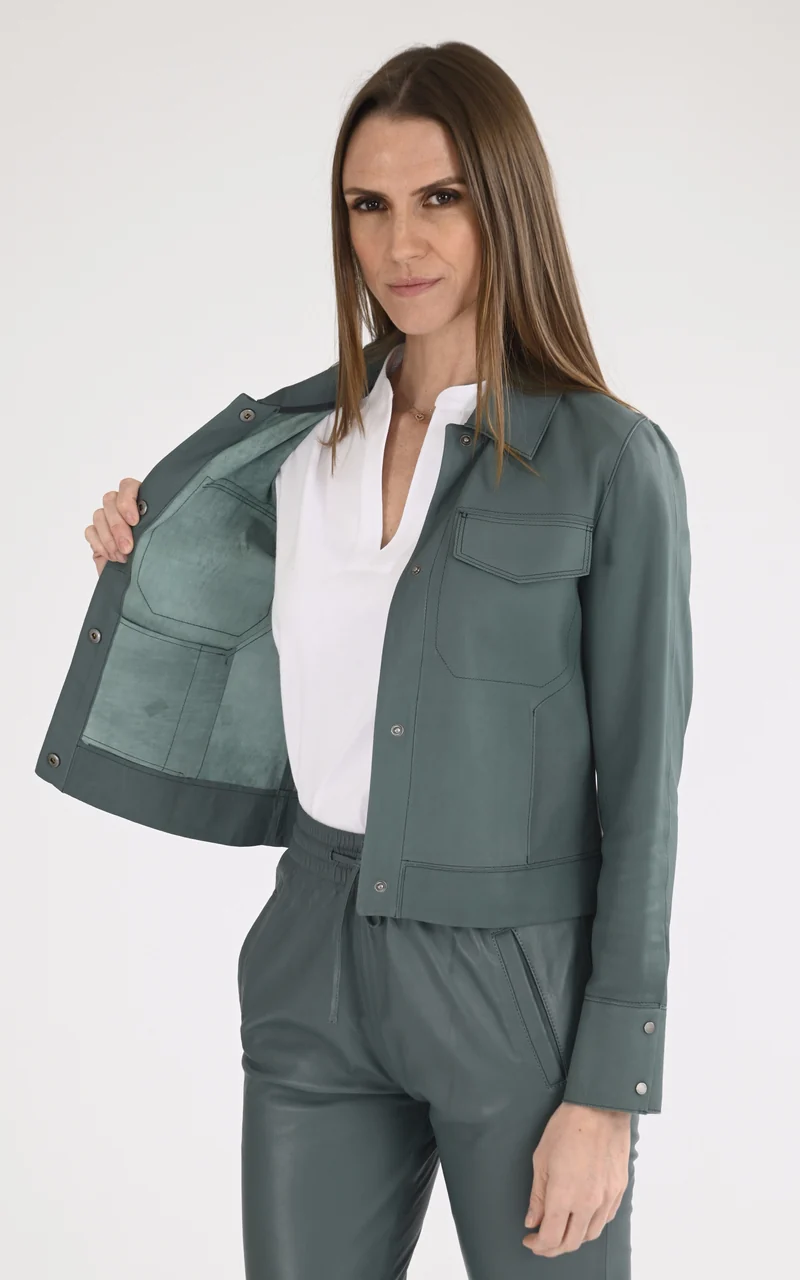 Veste cuir Ruby vert