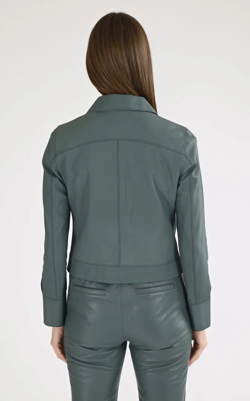 Veste cuir Ruby vert