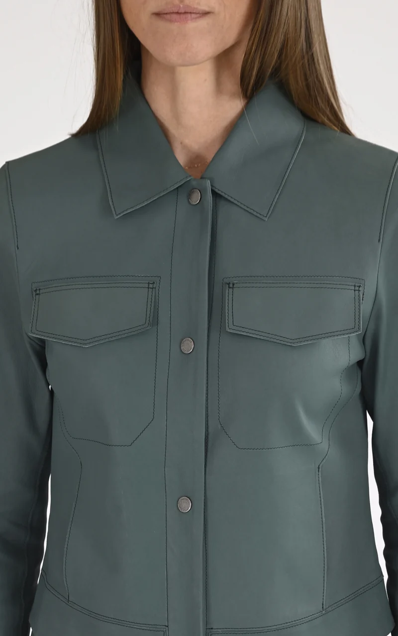 Veste cuir Ruby vert
