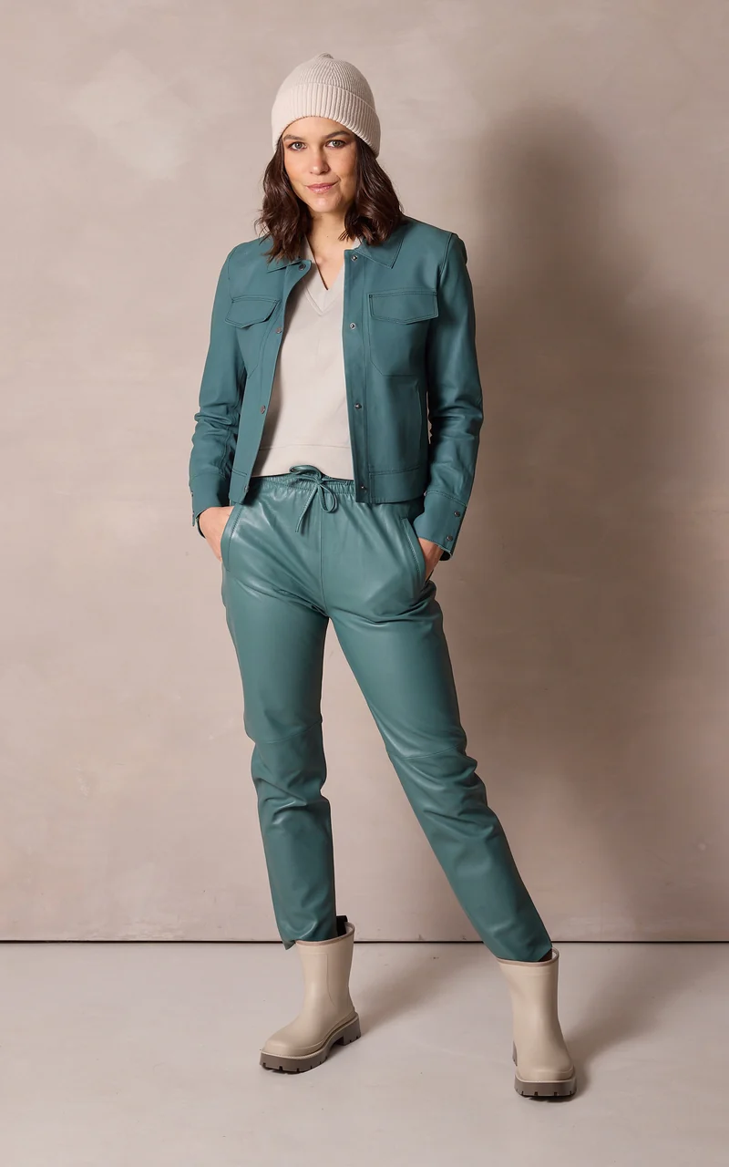 Veste cuir Ruby vert