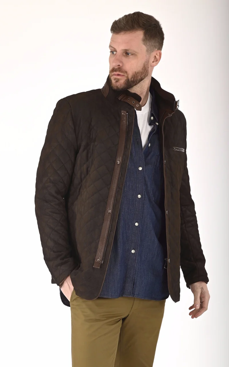 Veste cuir matelassée chocolat