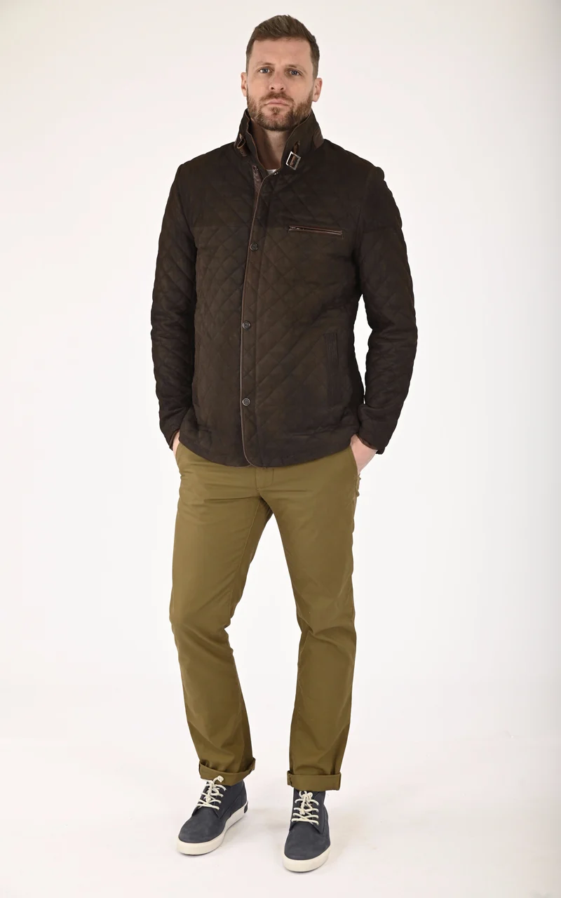 Veste cuir matelassée chocolat
