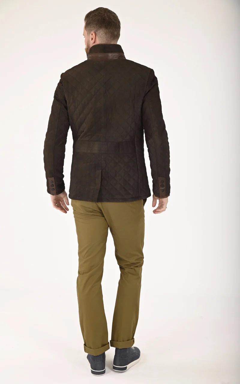 Veste cuir matelassée chocolat