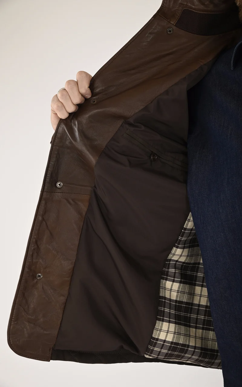Veste cuir matelassée chocolat
