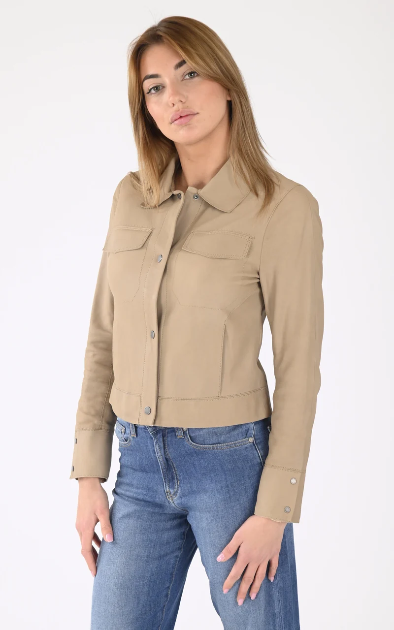 Veste cuir Ruby beige