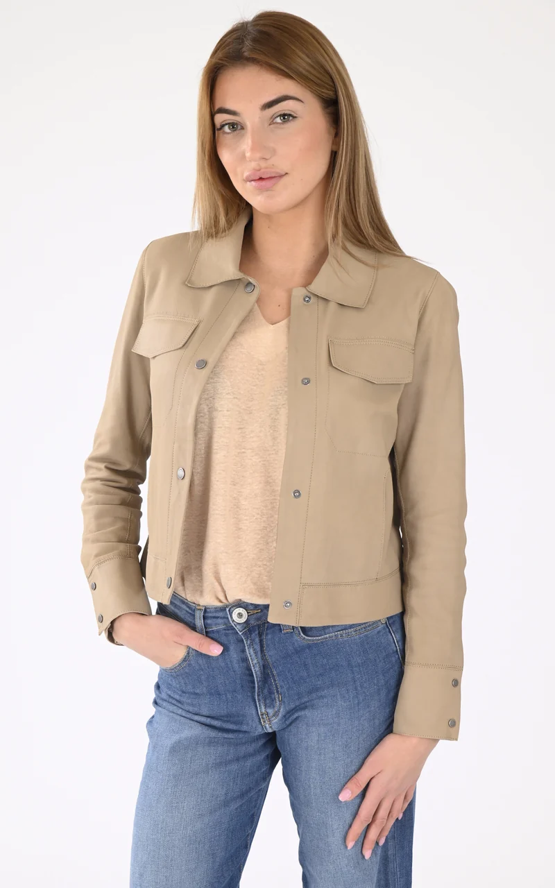 Veste cuir Ruby beige