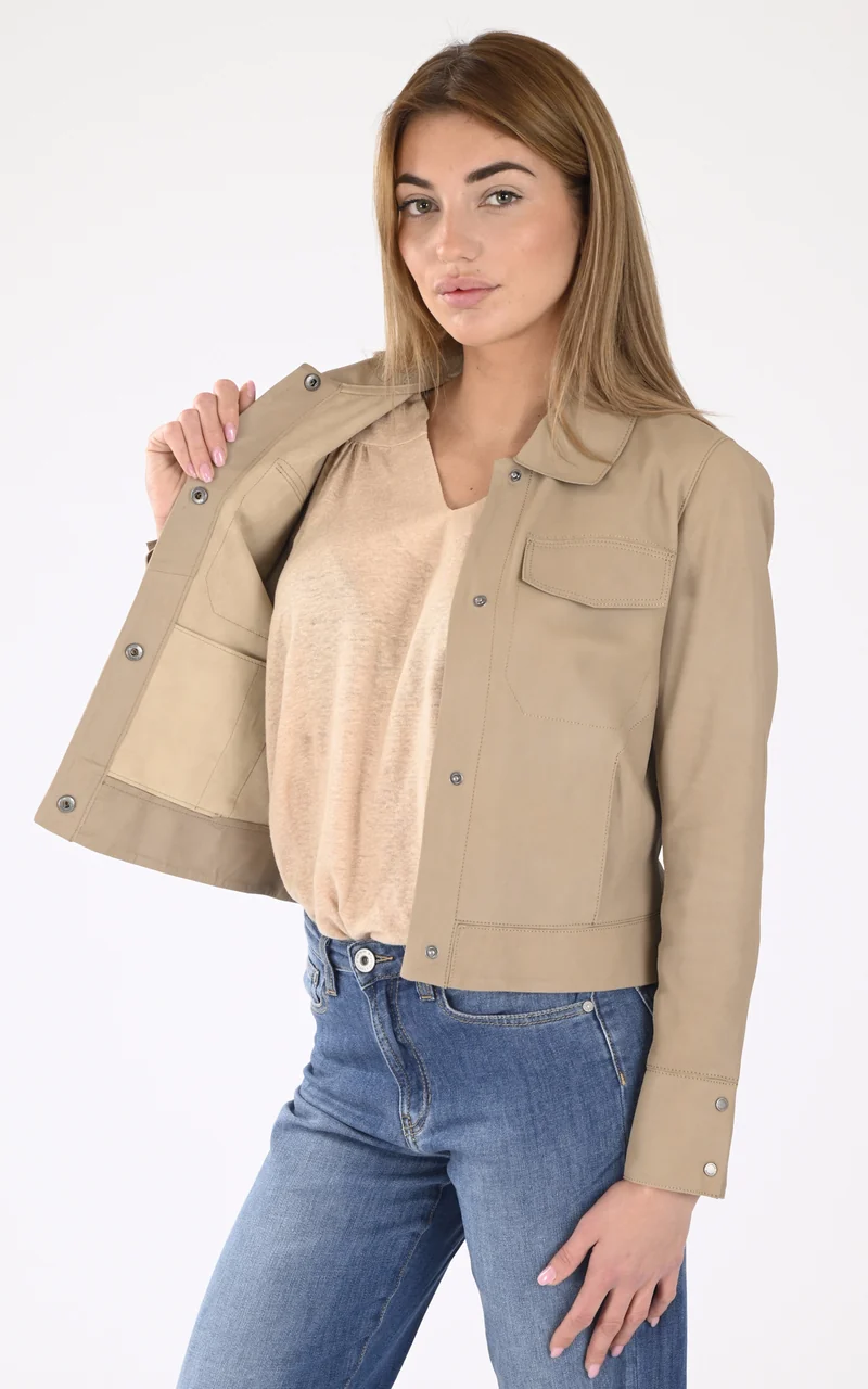 Veste cuir Ruby beige
