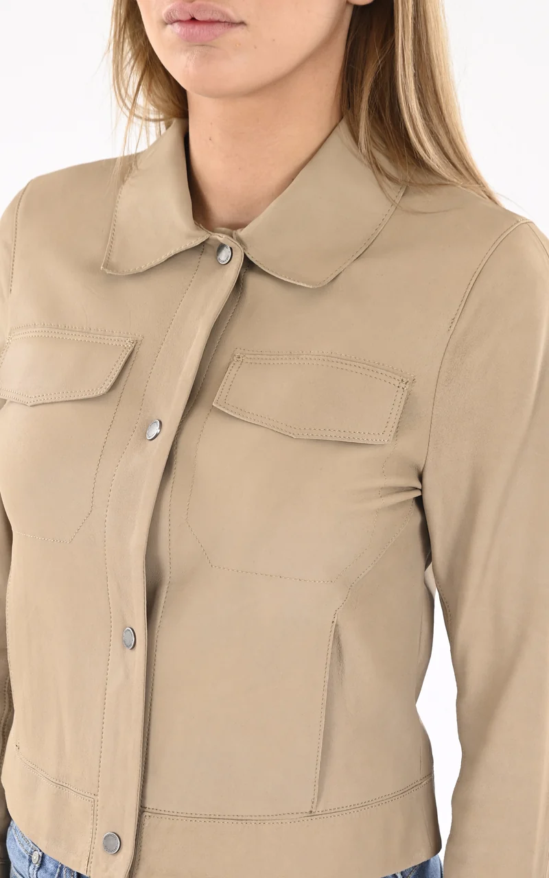 Veste cuir Ruby beige