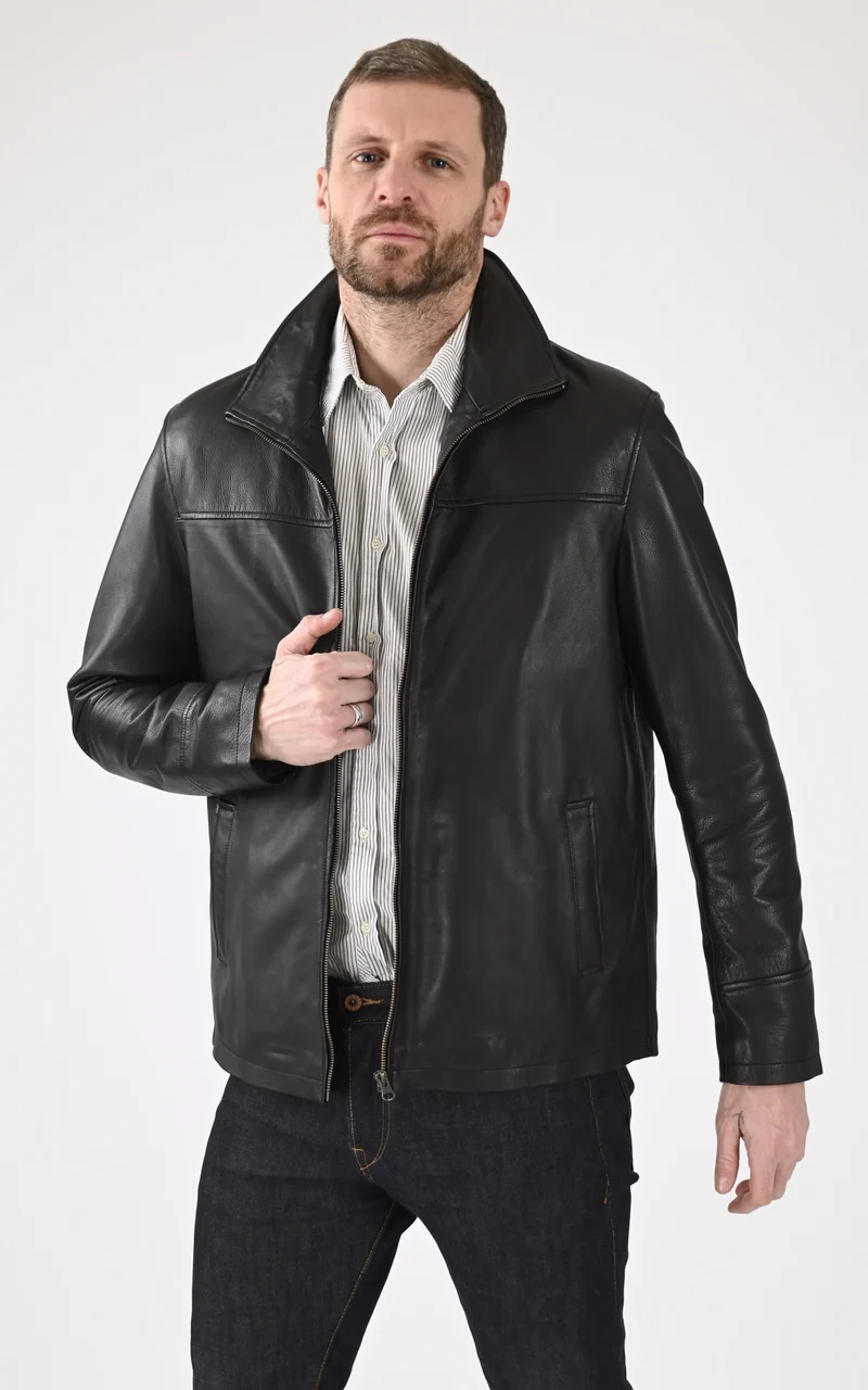 Veste Cooper cuir nubuck noir
