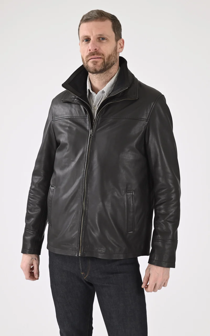 Veste Cooper cuir nubuck noir