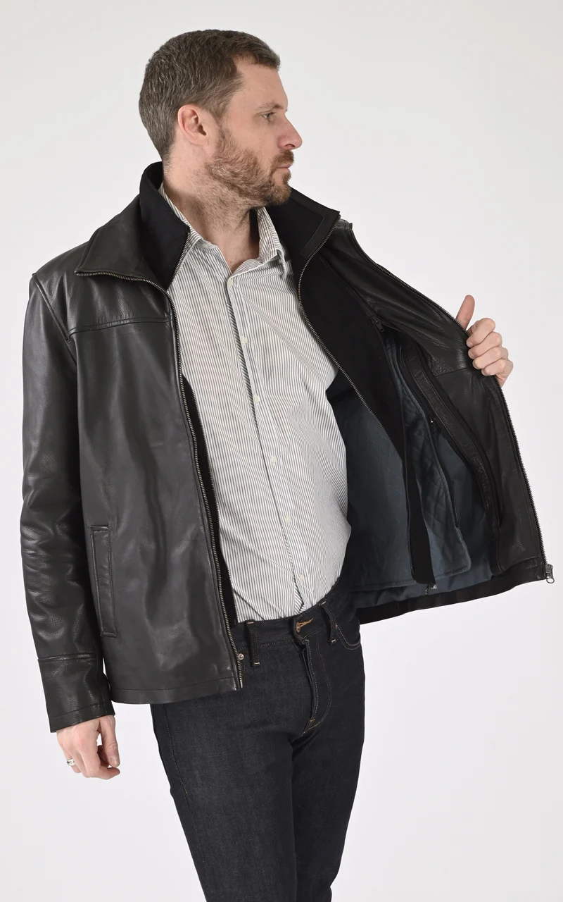 Veste Cooper cuir nubuck noir