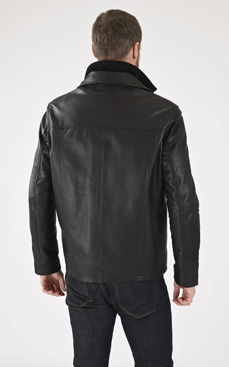 Veste Cooper cuir nubuck noir