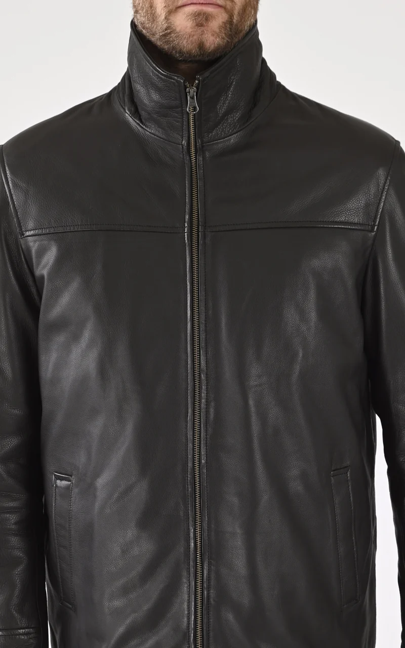 Veste Cooper cuir nubuck noir