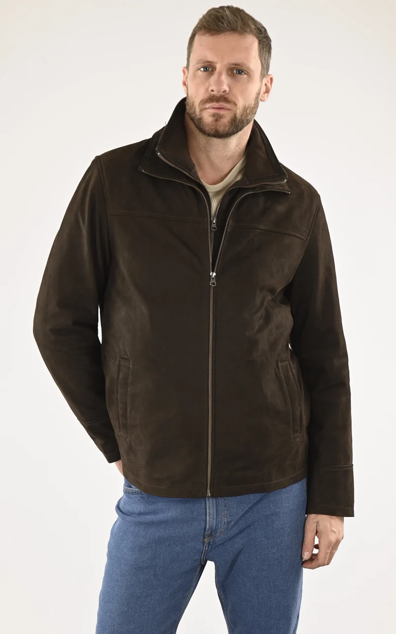 Veste Cooper cuir nubuck marron
