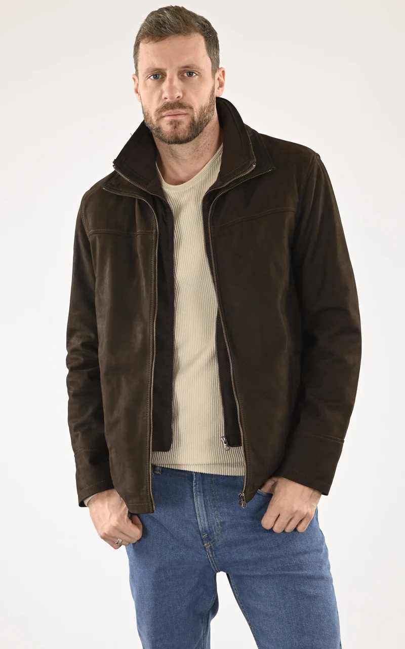 Veste Cooper cuir nubuck marron