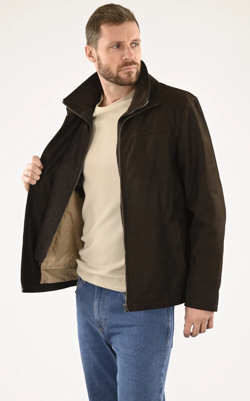 Veste Cooper cuir nubuck marron