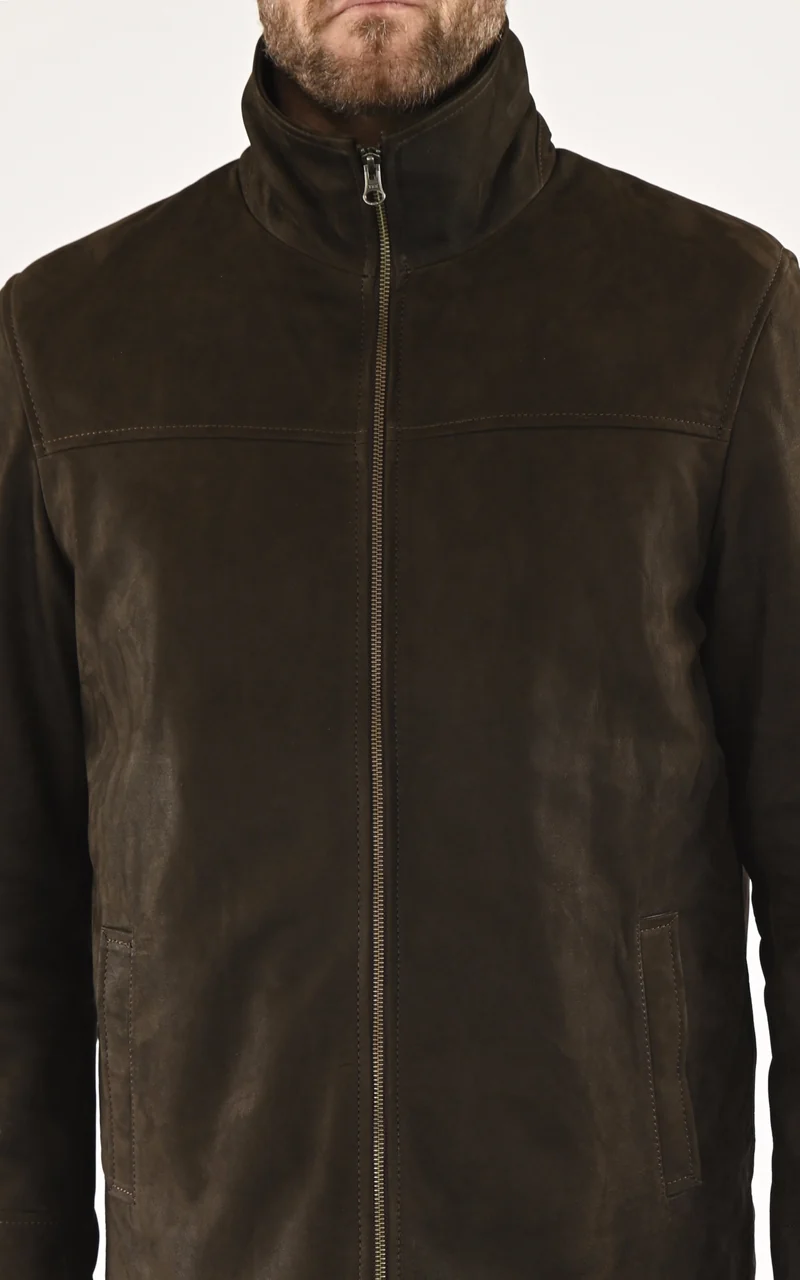 Veste Cooper cuir nubuck marron