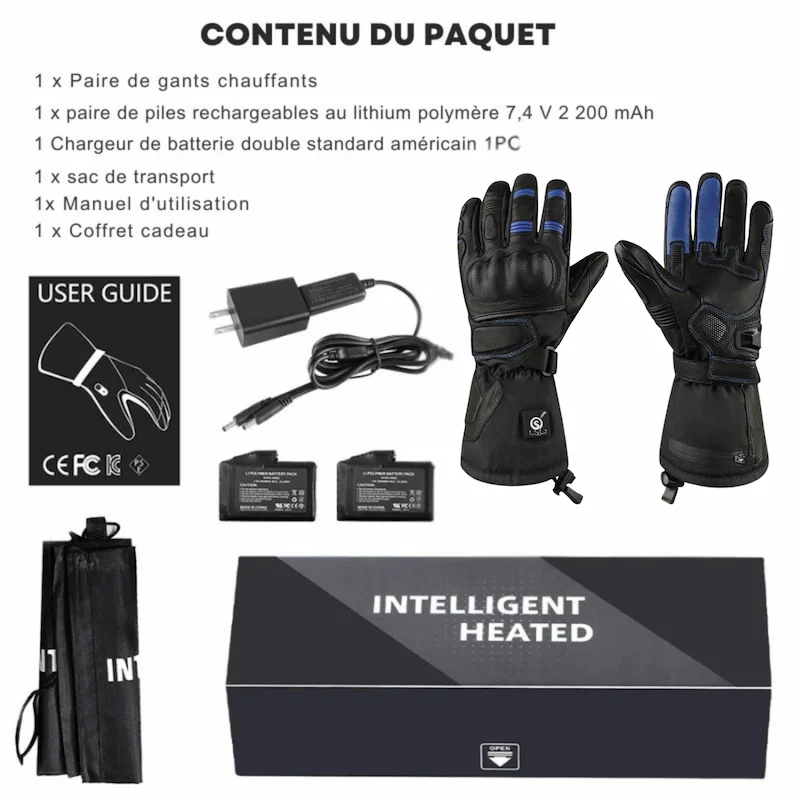 Gants Chauffants Moto carbone | RacerPro™