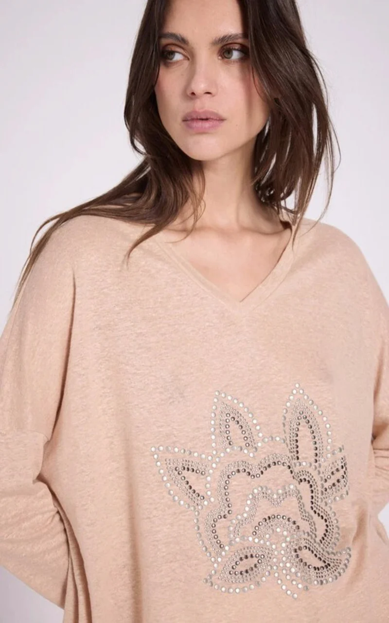 T-shirt manches longues beige