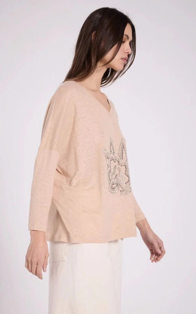 T-shirt manches longues beige