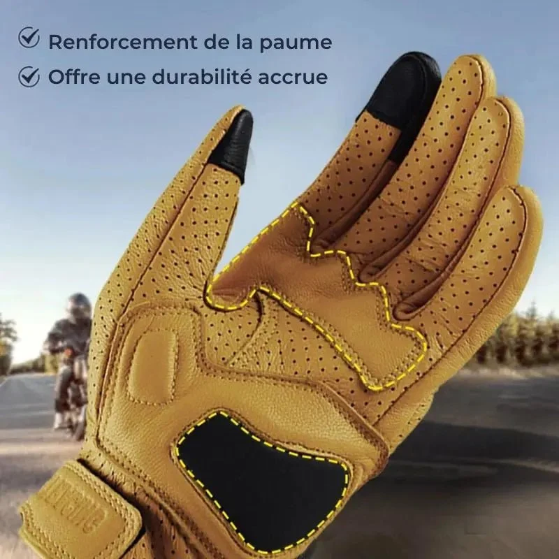 Gants moto cuir vintage