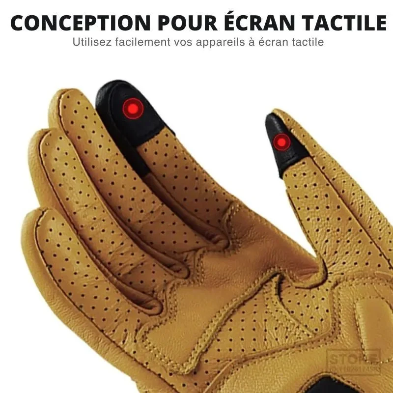 Gants moto cuir vintage
