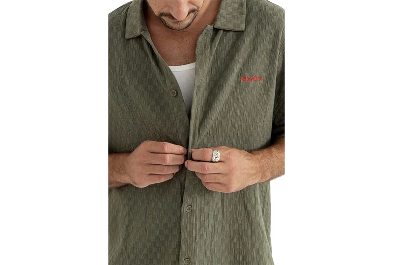 CHEMISE À CARREAUX DÉLAVÉS À SANS ÉPAULES