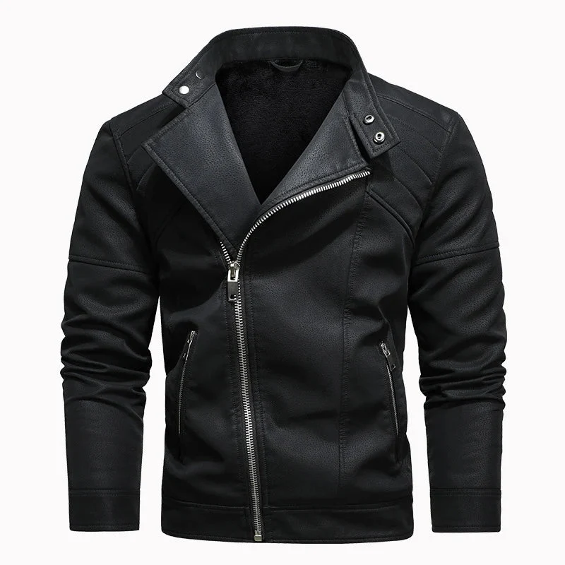Blouson Biker "Vintage Racer" – Cuir PU Grainé & Doublure Polaire (Marron/Noir)