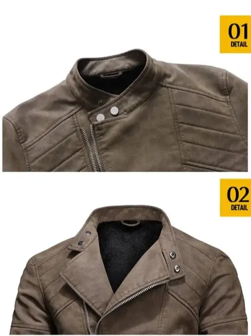 Blouson Biker "Vintage Racer" – Cuir PU Grainé & Doublure Polaire (Marron/Noir)