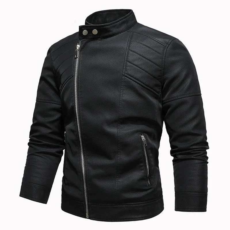 Blouson Biker "Vintage Racer" – Cuir PU Grainé & Doublure Polaire (Marron/Noir)