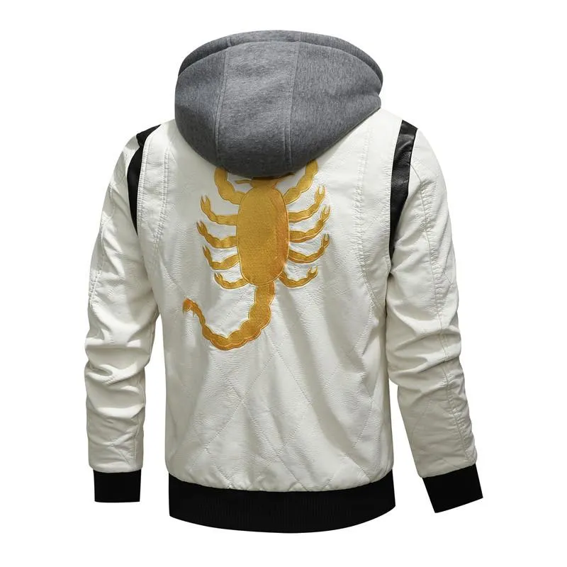 Veste en cuir blanc homme
