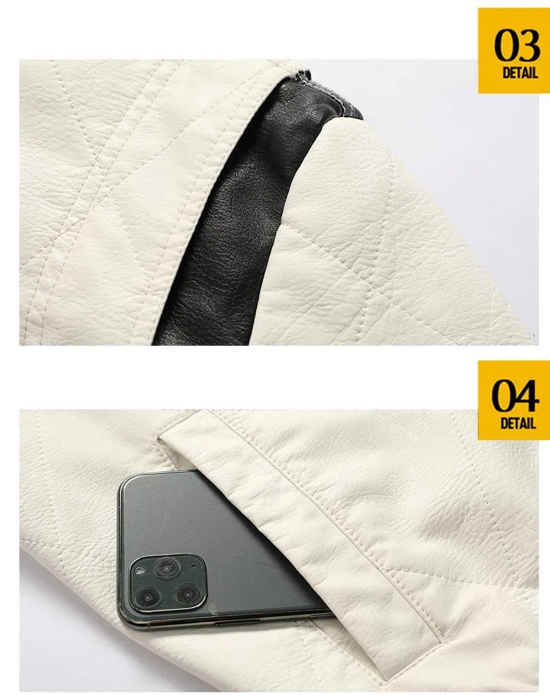 Veste en cuir blanc homme