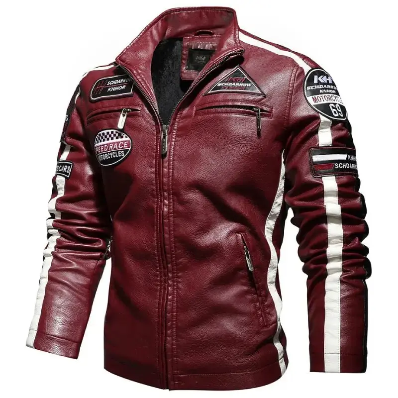 Veste cuir biker vintage - Speed RACE Noir
