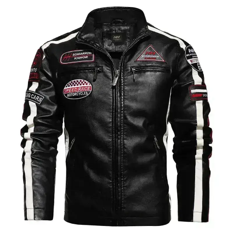 Veste cuir biker vintage - Speed RACE Noir