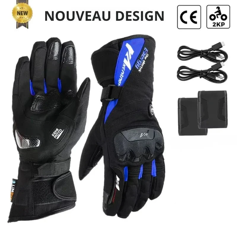 Gants de moto chauffant électriques imperméables
