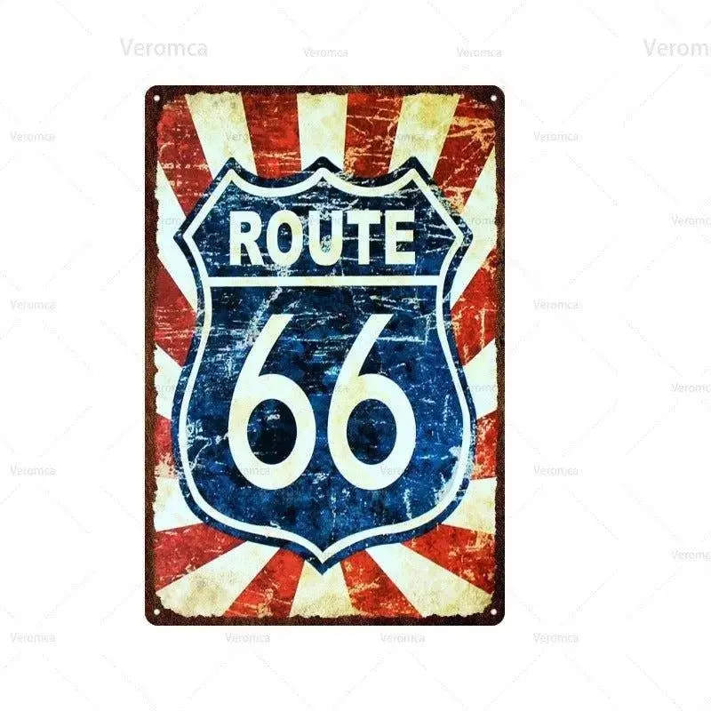 Plaque décorative métallique Route 66