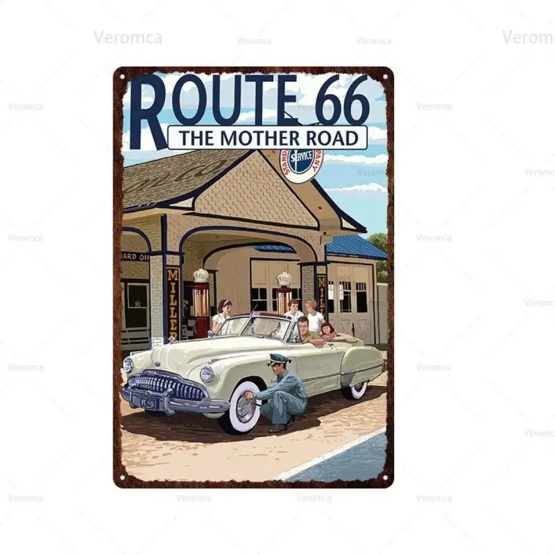 Plaque décorative métallique Route 66