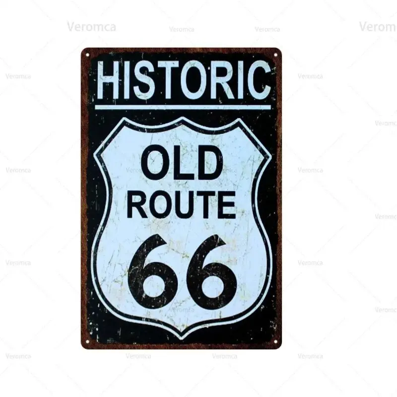 Plaque décorative métallique Route 66