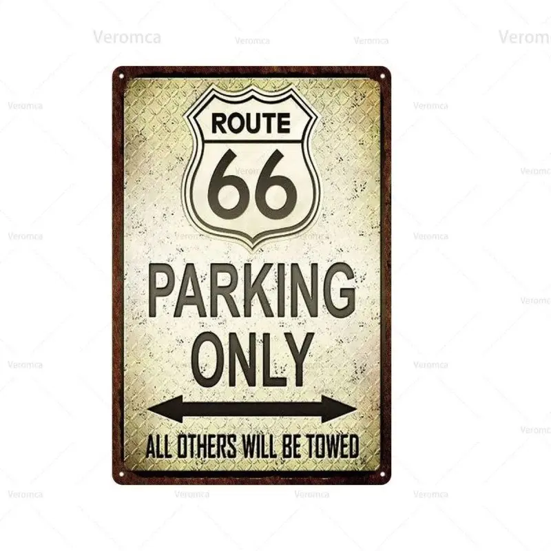 Plaque décorative métallique Route 66