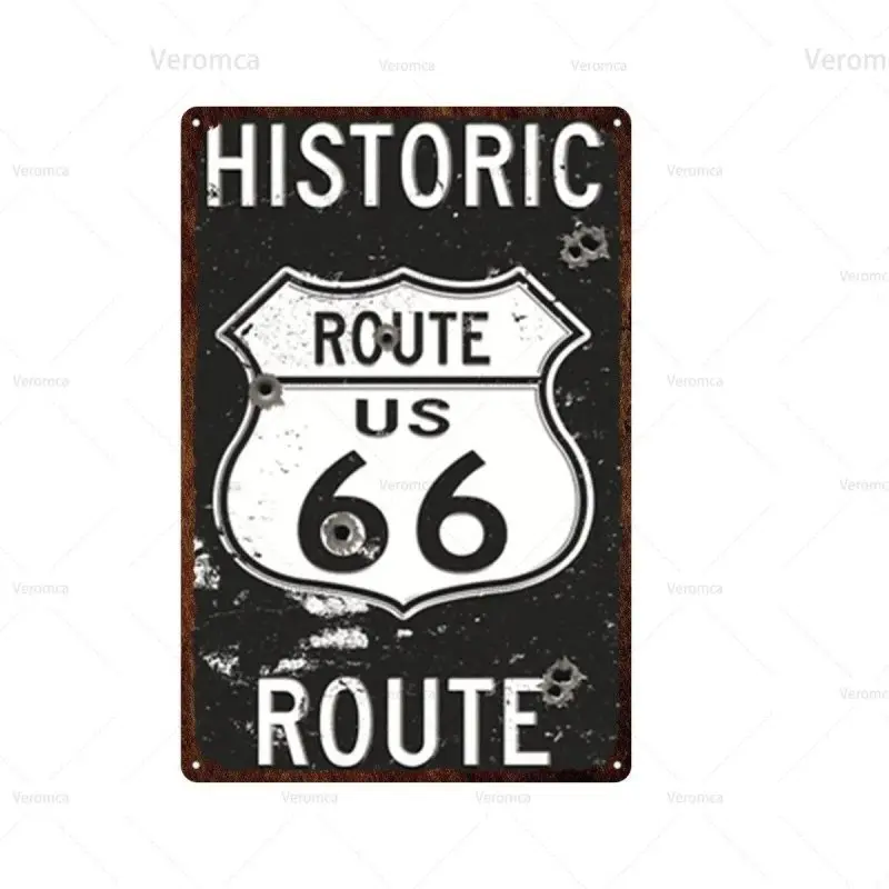 Plaque décorative métallique Route 66
