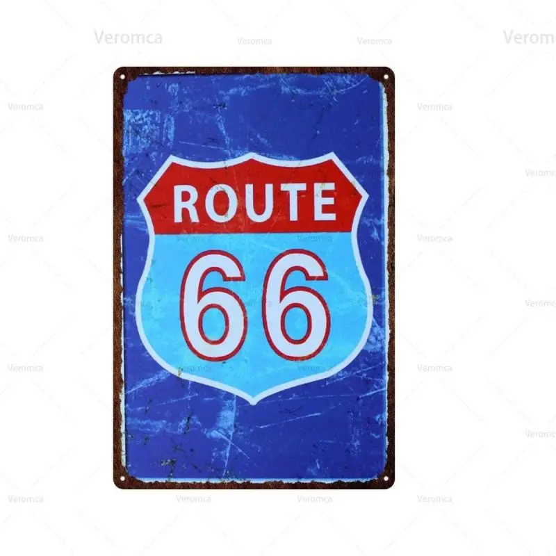 Plaque décorative métallique Route 66