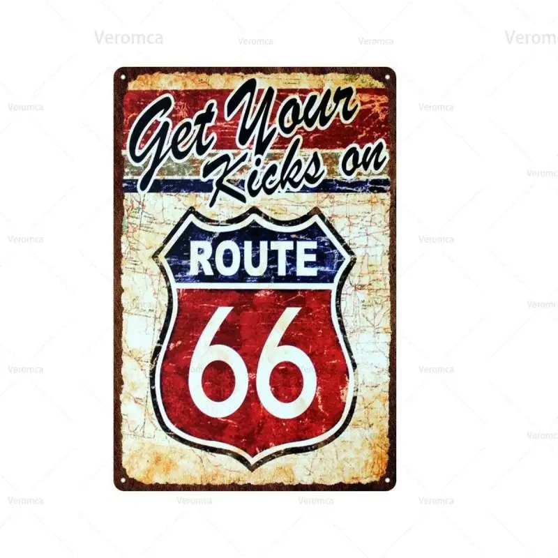 Plaque décorative métallique Route 66