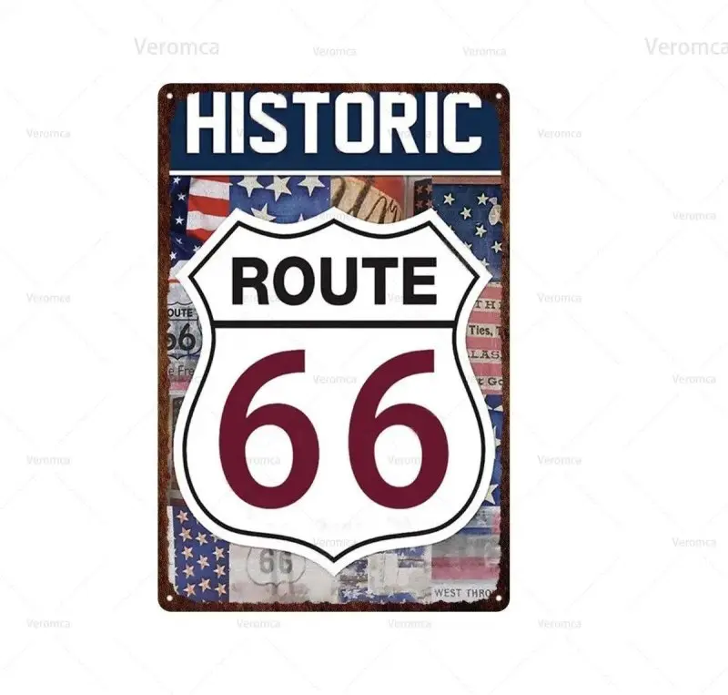 Plaque métallique Route 66