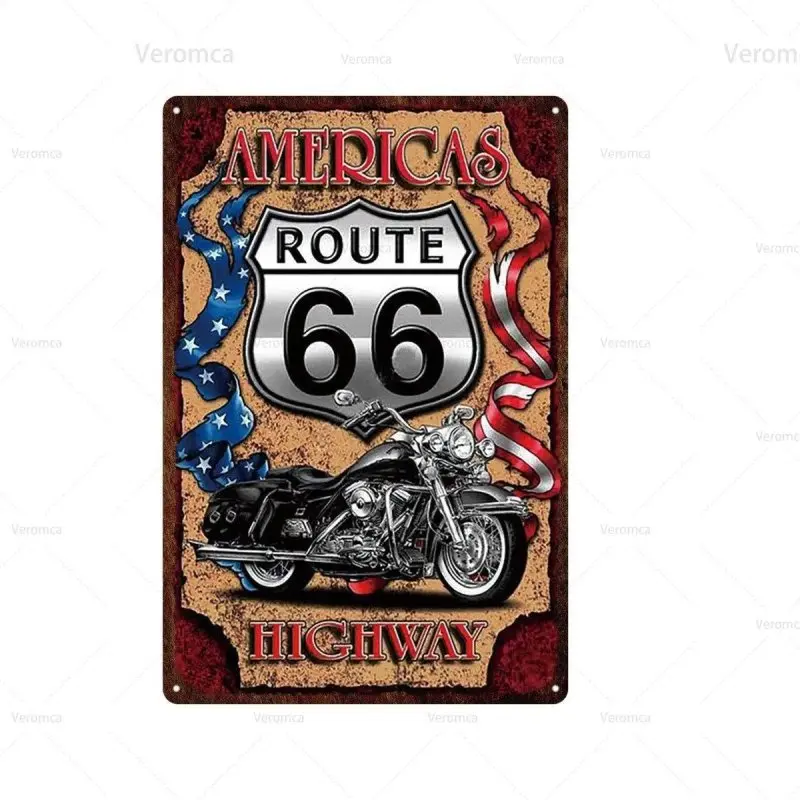 Plaque métallique Route 66