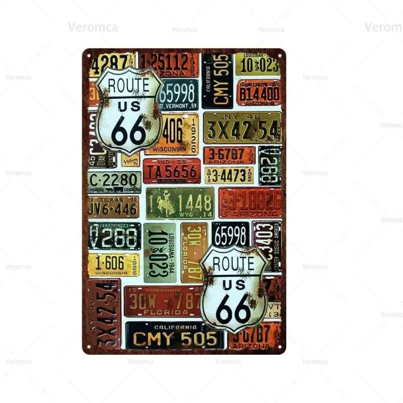 Plaque métallique Route 66