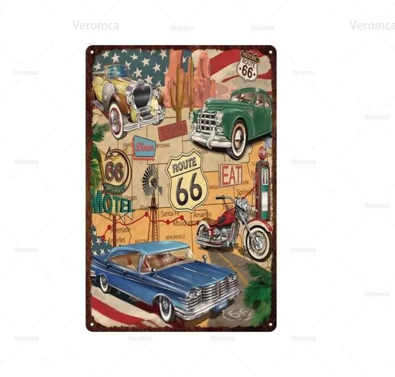 Plaque métallique Route 66