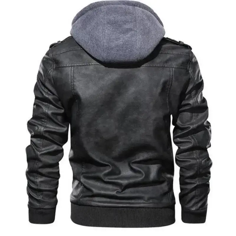 Veste en cuir (simili) a capuche Noir